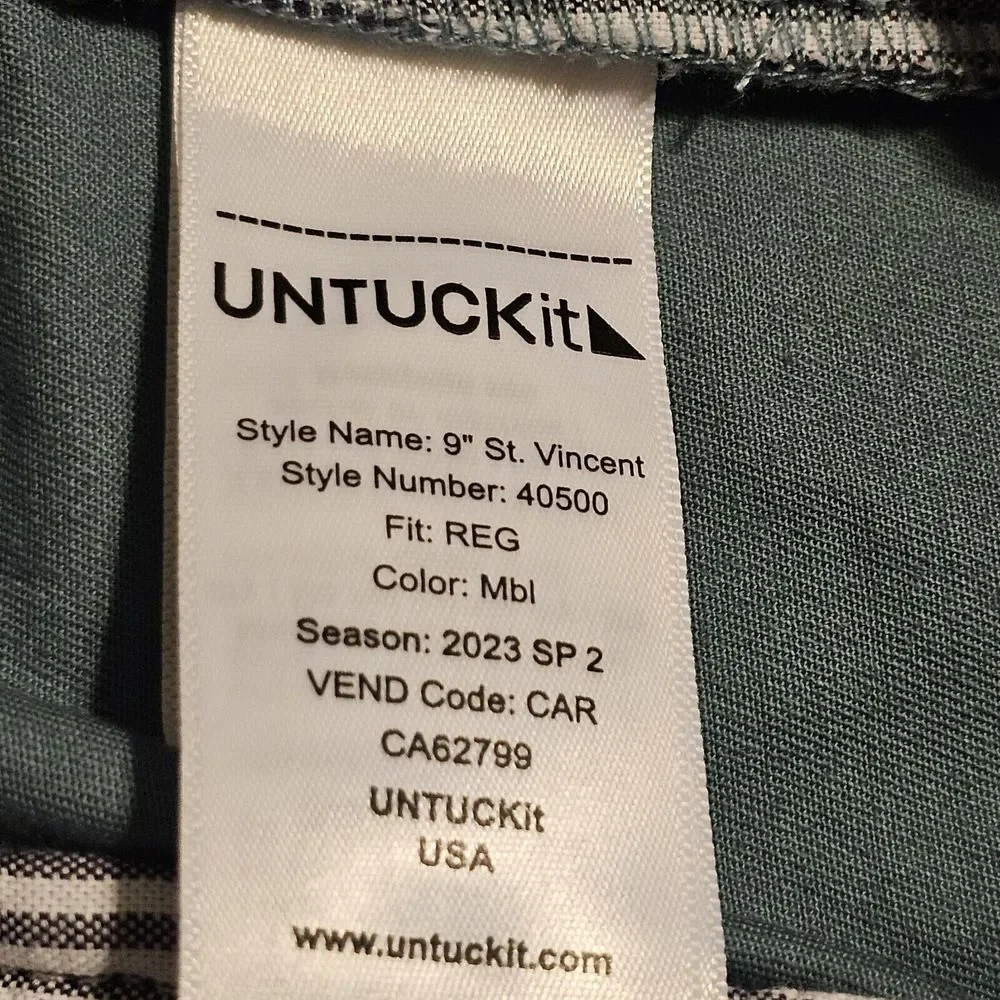 Untuckit Mens St. Vincent Chino Golf Shorts Size 36 Color Blue Stone‎ Outdoor